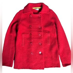 J. Crew Red Wool Pea Coat Jacket Sz Small
